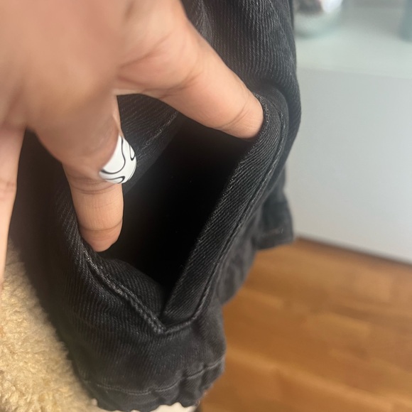 Zara denim jacket with shearling sleeves size S - Picture 5 of 6